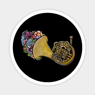 French Horn Lover Floral Band Art Magnet